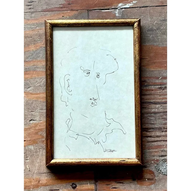 Vintage Boho 1964 Original Sketch of Man — additional photo 1