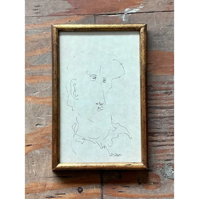 Vintage Boho 1964 Original Sketch of Man — additional photo 6
