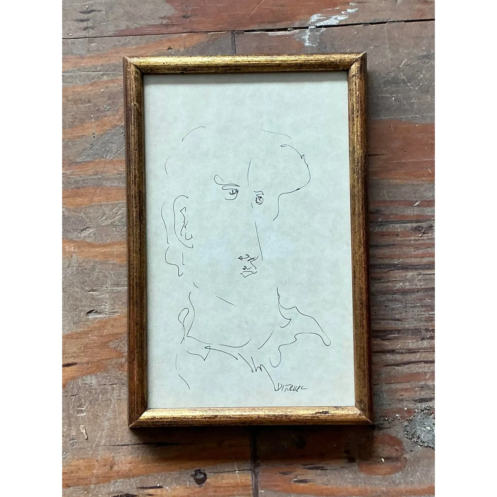 Vintage Boho 1964 Original Sketch of Man — additional photo 7