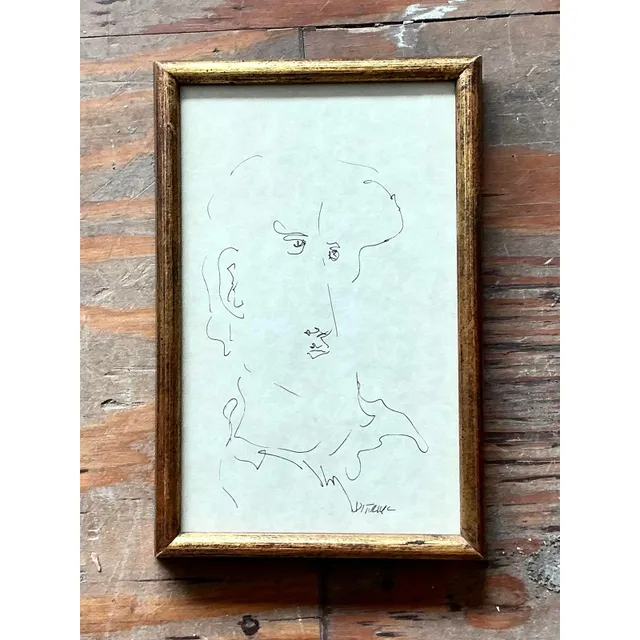 Vintage Boho 1964 Original Sketch of Man — additional photo 8