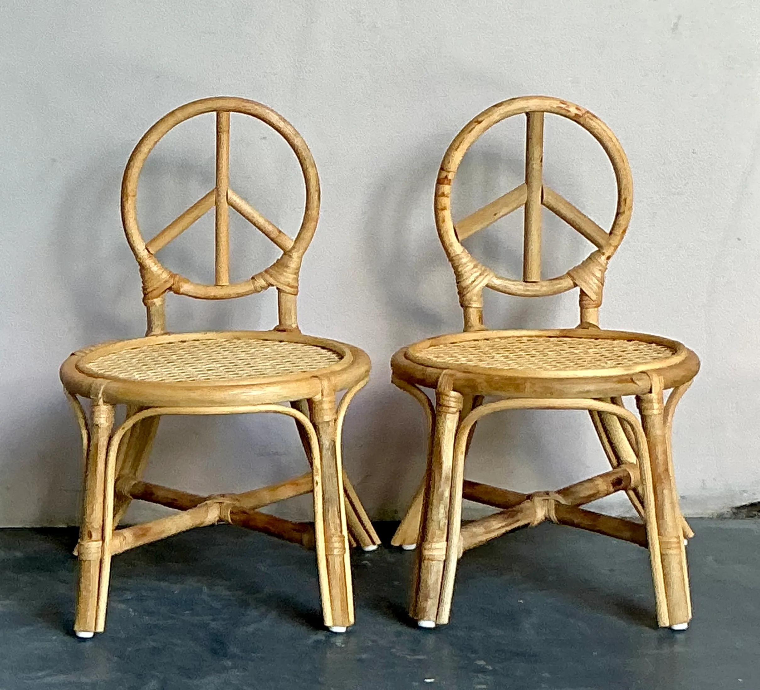 Vintage Boho Rattan Children’s Peace Chair - A Pair — additional photo 7