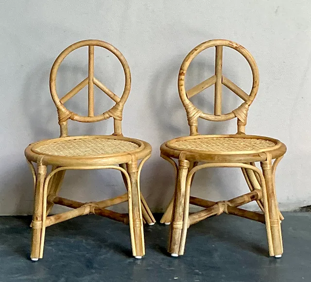 Vintage Boho Rattan Children’s Peace Chair - A Pair — additional photo 7