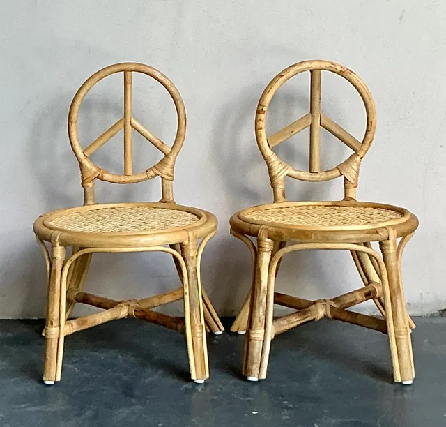 Vintage Boho Rattan Children’s Peace Chair - A Pair — additional photo 1