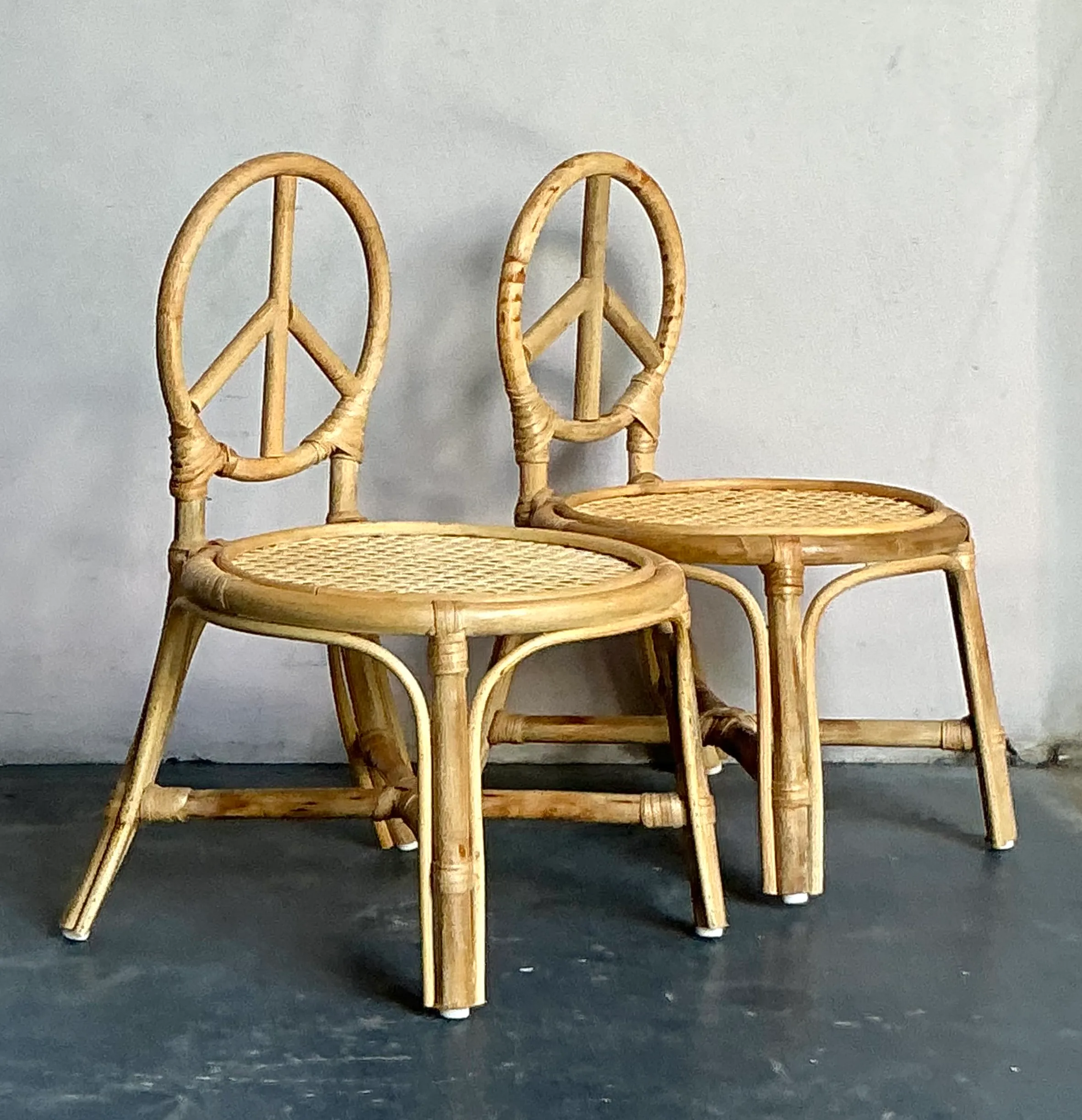 Vintage Boho Rattan Children’s Peace Chair - A Pair — additional photo 2