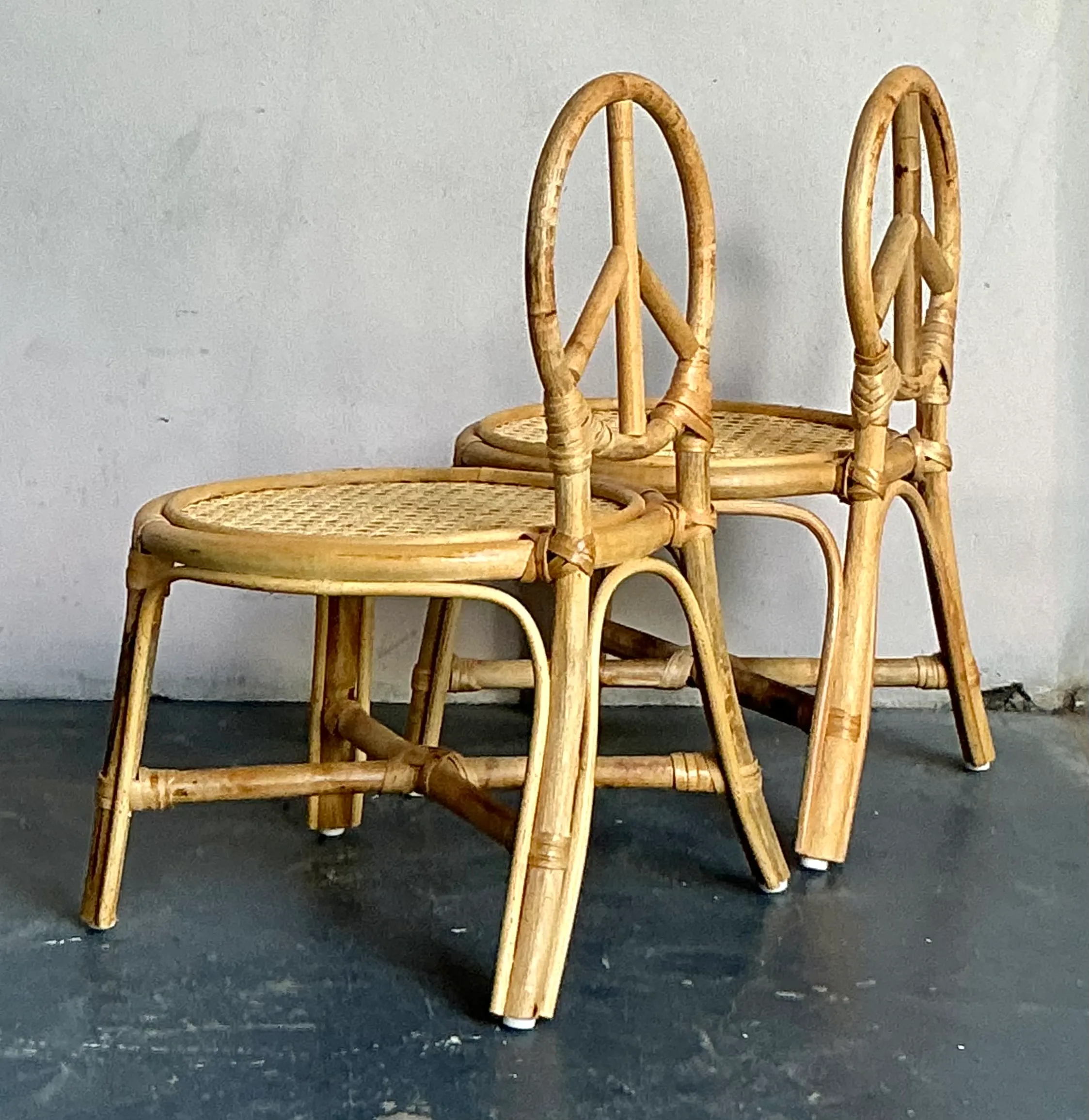 Vintage Boho Rattan Children’s Peace Chair - A Pair — additional photo 4