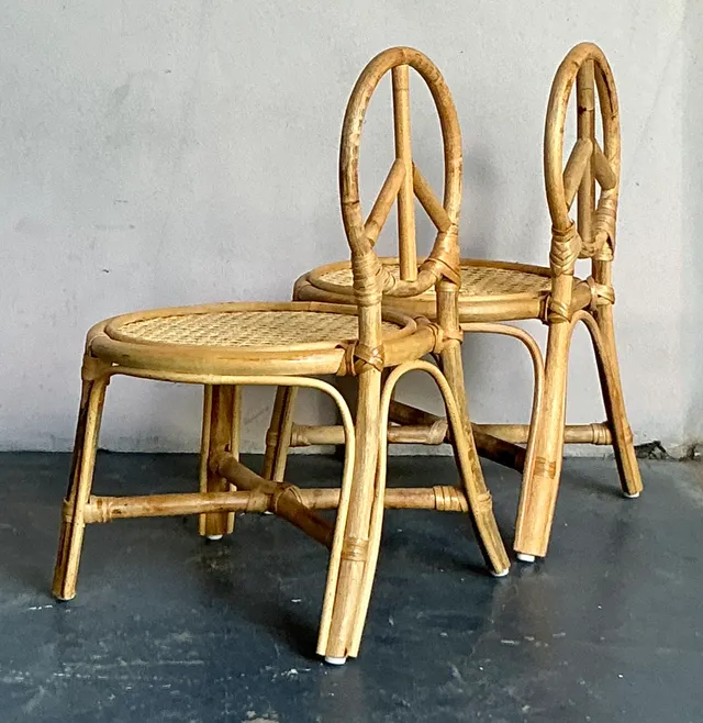 Vintage Boho Rattan Children’s Peace Chair - A Pair — additional photo 4