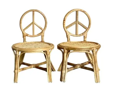 Vintage Boho Rattan Children’s Peace Chair - A Pair — additional photo 6