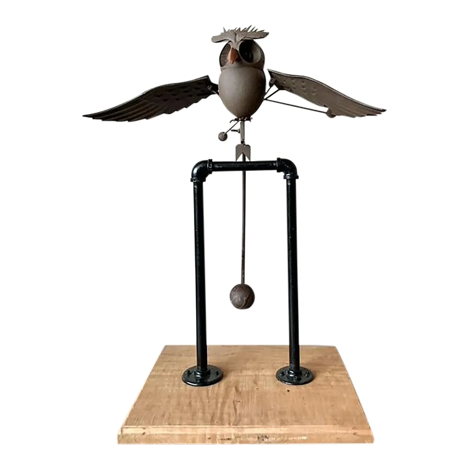 Vintage Boho Kinetic Metal Owl Sculpture — additional photo 6