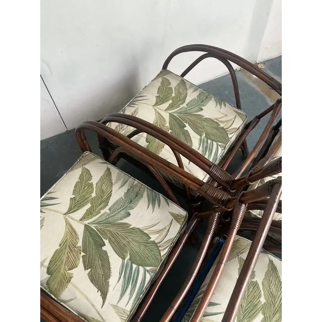 Vintage Boho 1940s Wicker Craft Bent Rattan Lounge Chairs - Set of 4 — additional photo 4