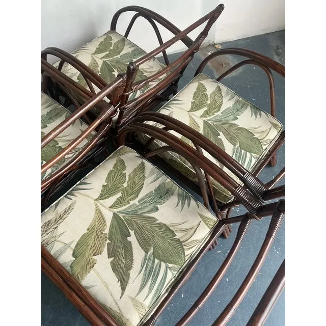 Vintage Boho 1940s Wicker Craft Bent Rattan Lounge Chairs - Set of 4 — additional photo 5