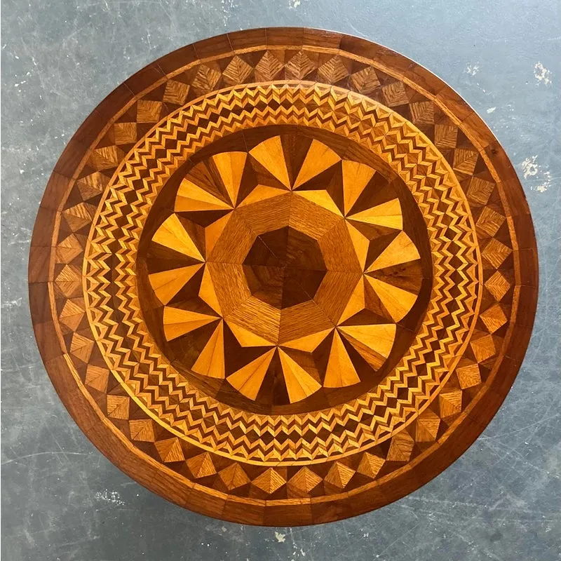 Vintage Boho Marquetry Wood Side Table — additional photo 3