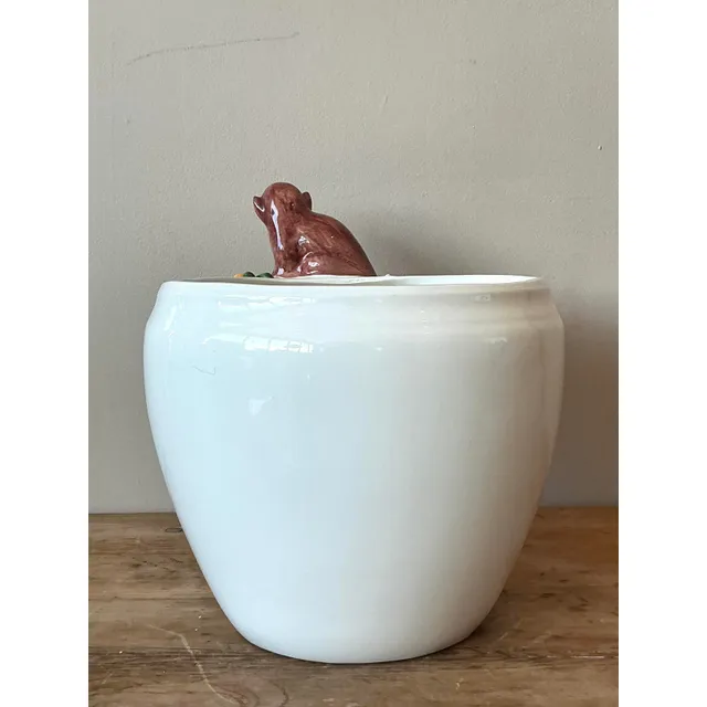Vintage Italian Oggetti Glazed Ceramic Monkey Cache Pot — additional photo 7