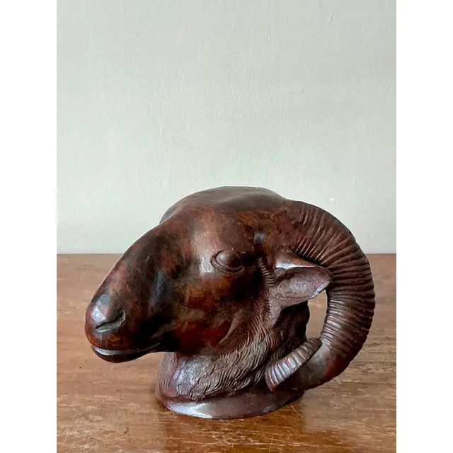 Vintage Boho Cast Bronze Rams Head — additional photo 6