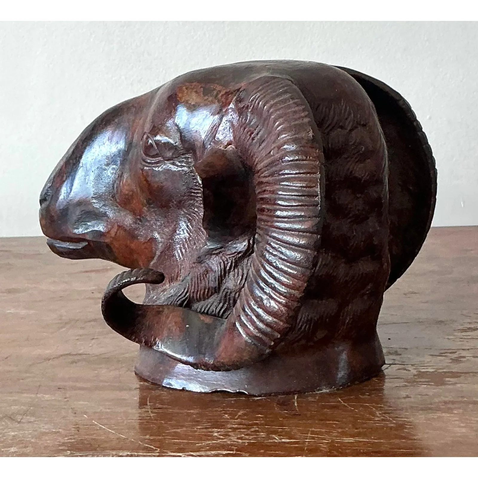 Vintage Boho Cast Bronze Rams Head — additional photo 7