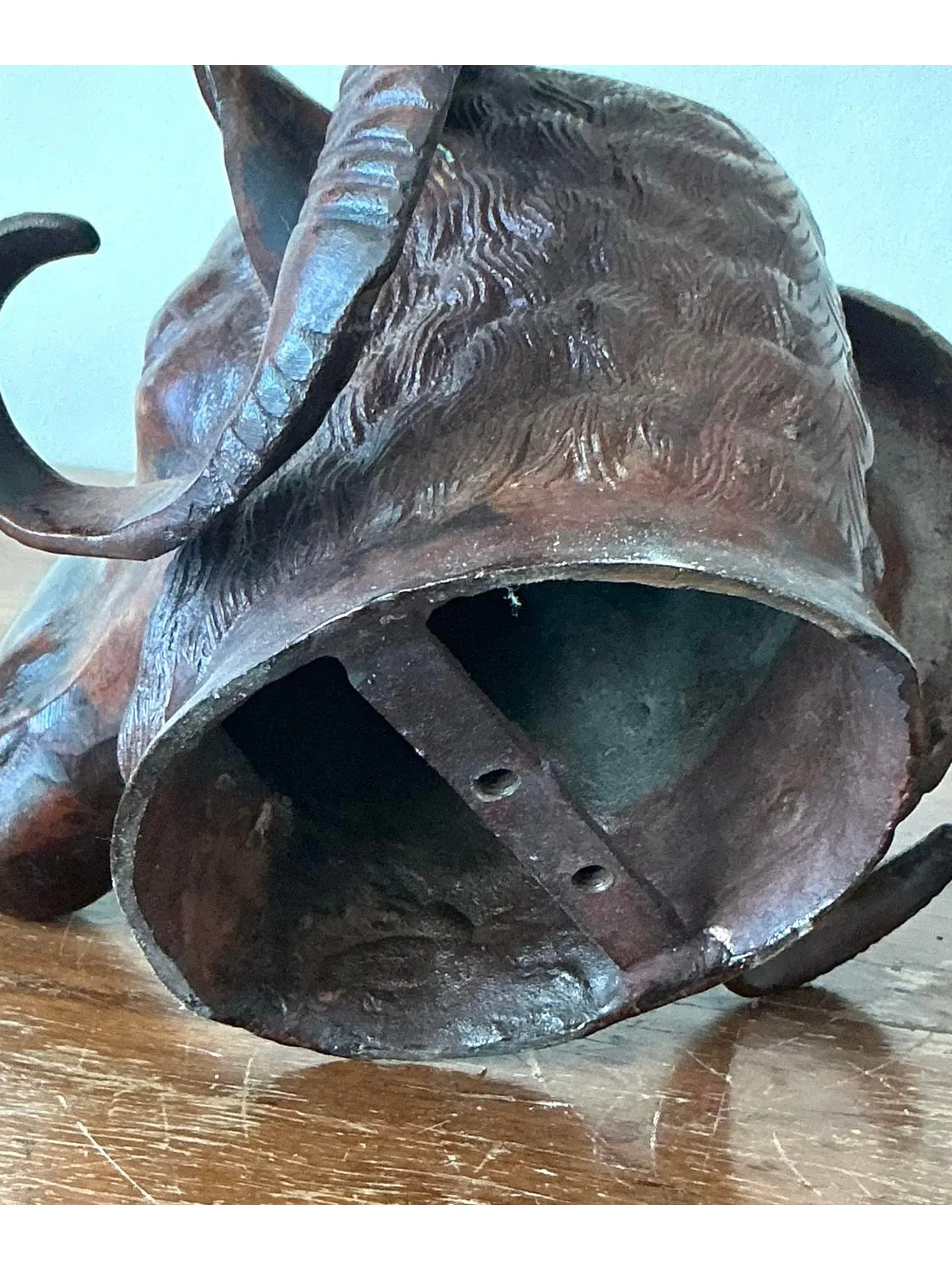 Vintage Boho Cast Bronze Rams Head — additional photo 7