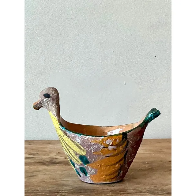 Vintage Boho Hand Painted Bird Bowl — additional photo 3