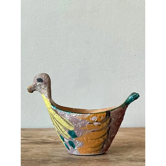 Vintage Boho Hand Painted Bird Bowl — additional photo 4