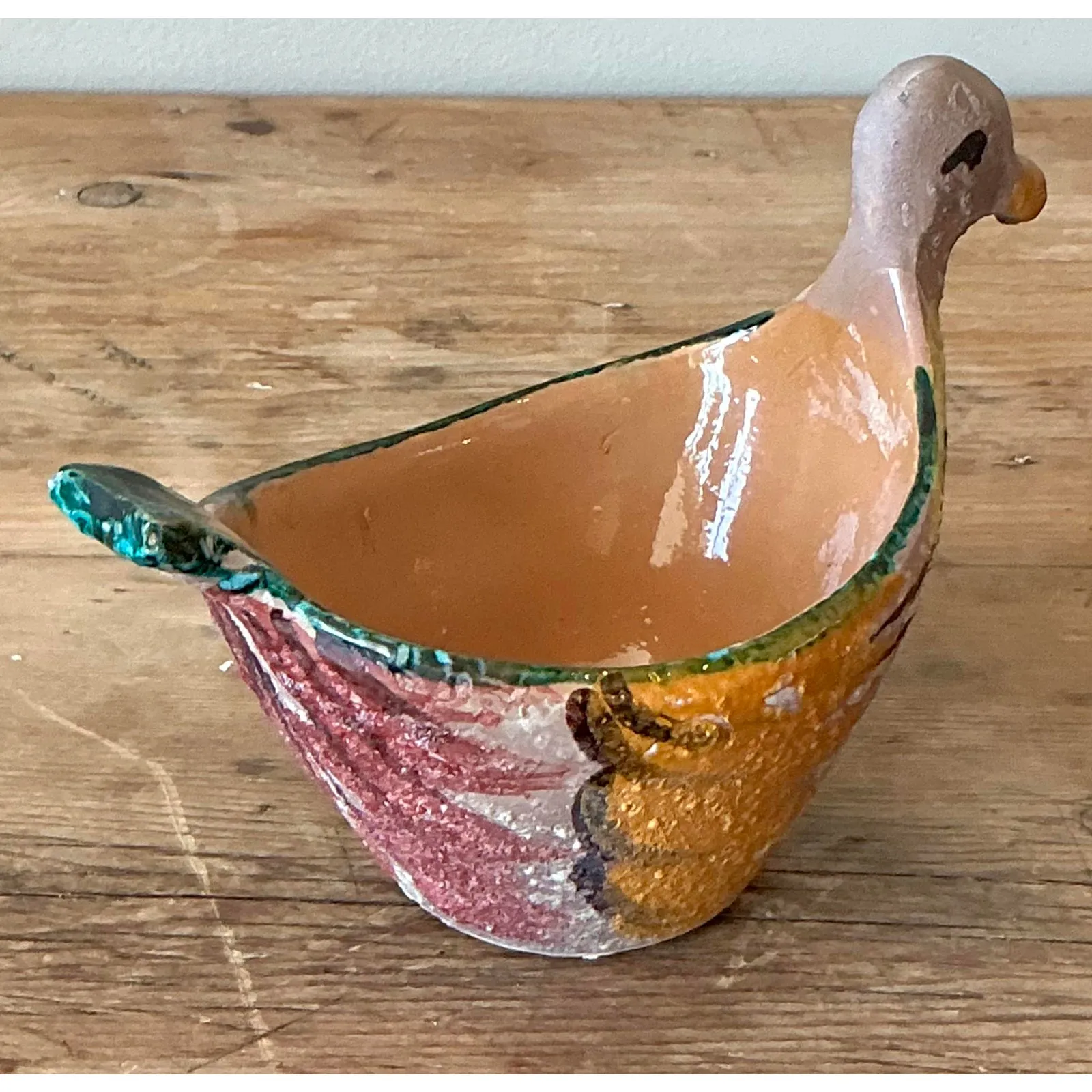 Vintage Boho Hand Painted Bird Bowl — additional photo 5