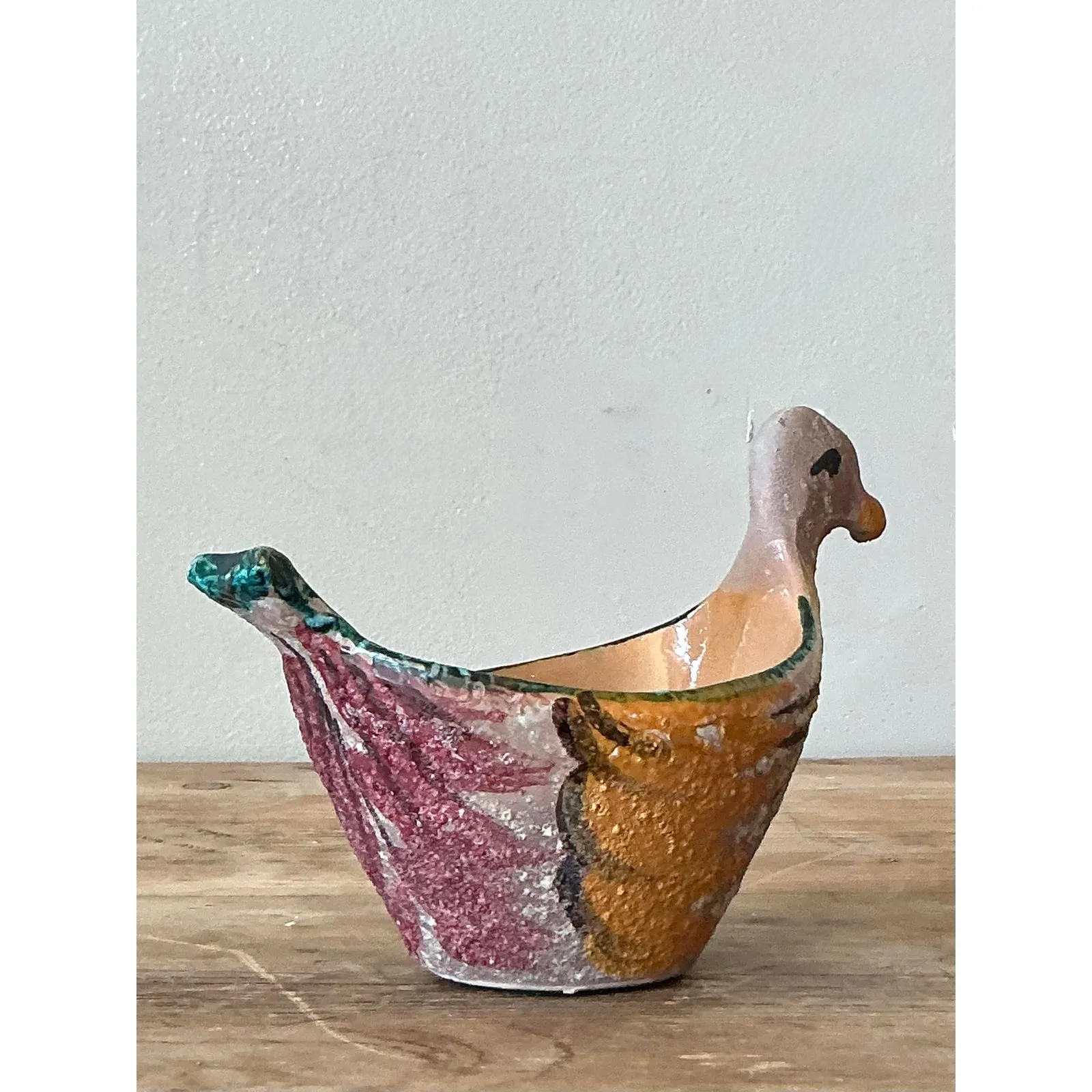 Vintage Boho Hand Painted Bird Bowl — additional photo 6