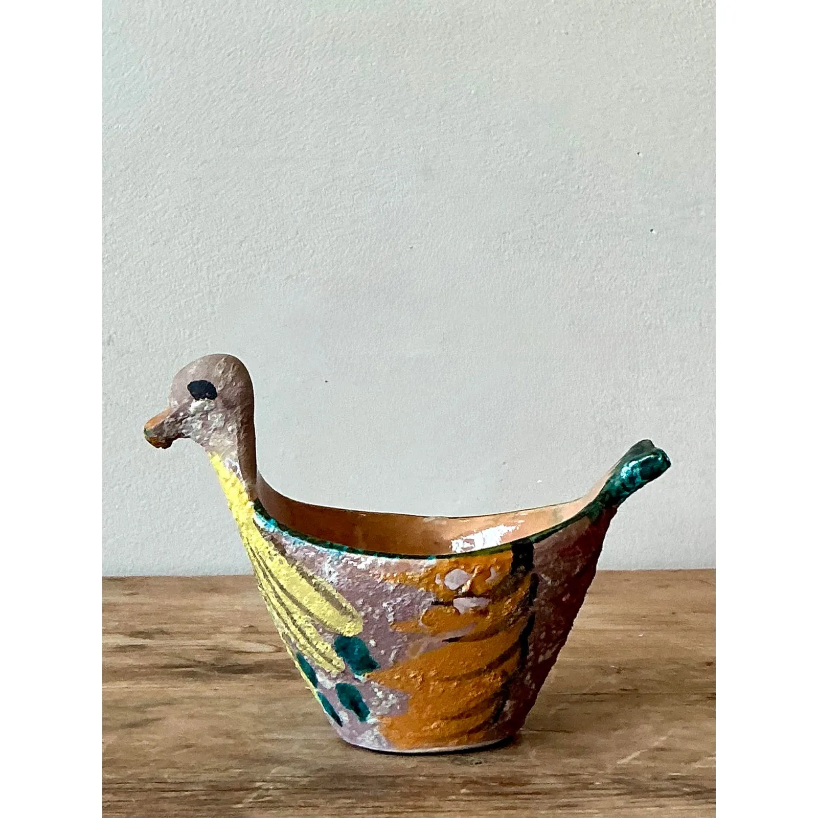 Vintage Boho Hand Painted Bird Bowl — additional photo 8