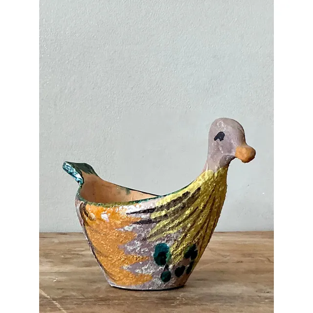 Vintage Boho Hand Painted Bird Bowl — additional photo 2