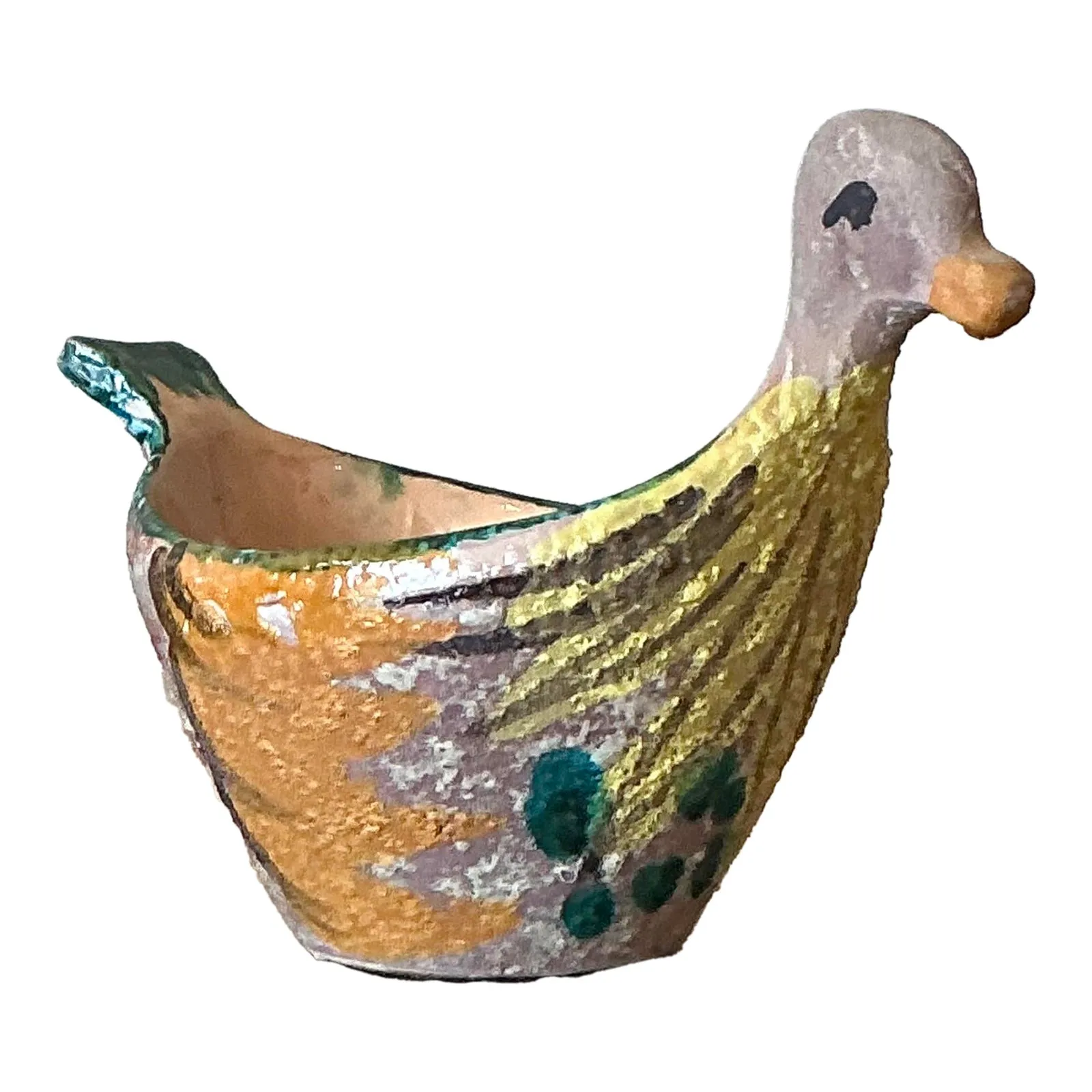 Vintage Boho Hand Painted Bird Bowl — additional photo 1