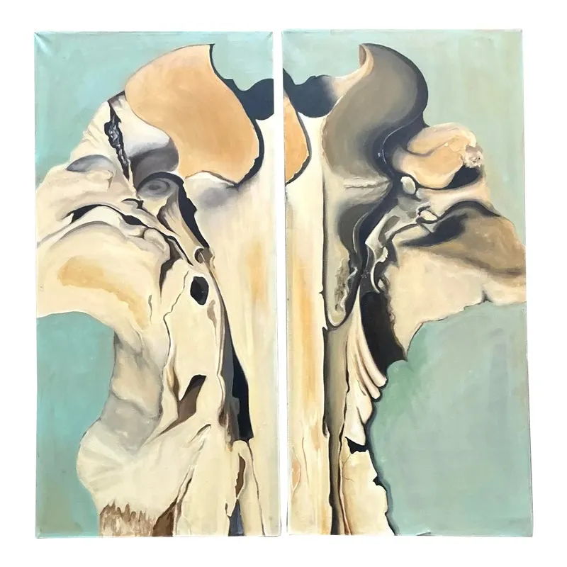 Vintage Boho Original Abstract Diptych on Canvas — additional photo 1