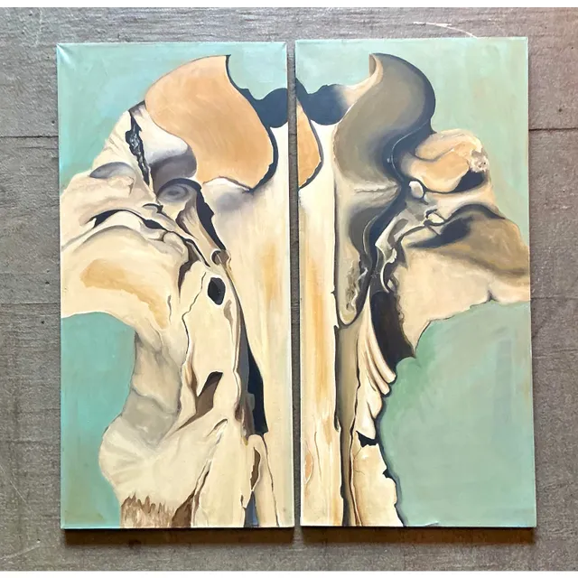 Vintage Boho Original Abstract Diptych on Canvas — additional photo 8