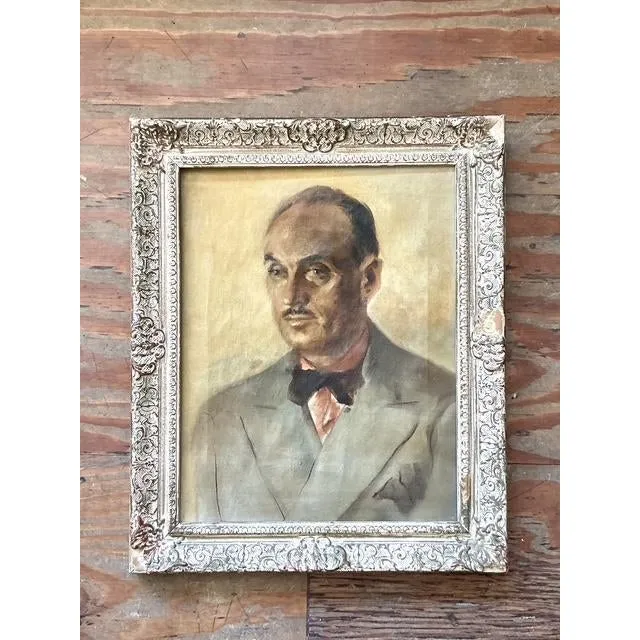 Vintage Boho Original Oil Portrait on Canvas - Wood, 175W x 22.75H — additional photo 1