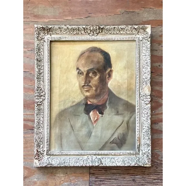 Vintage Boho Original Oil Portrait on Canvas - Wood, 175W x 22.75H — additional photo 3