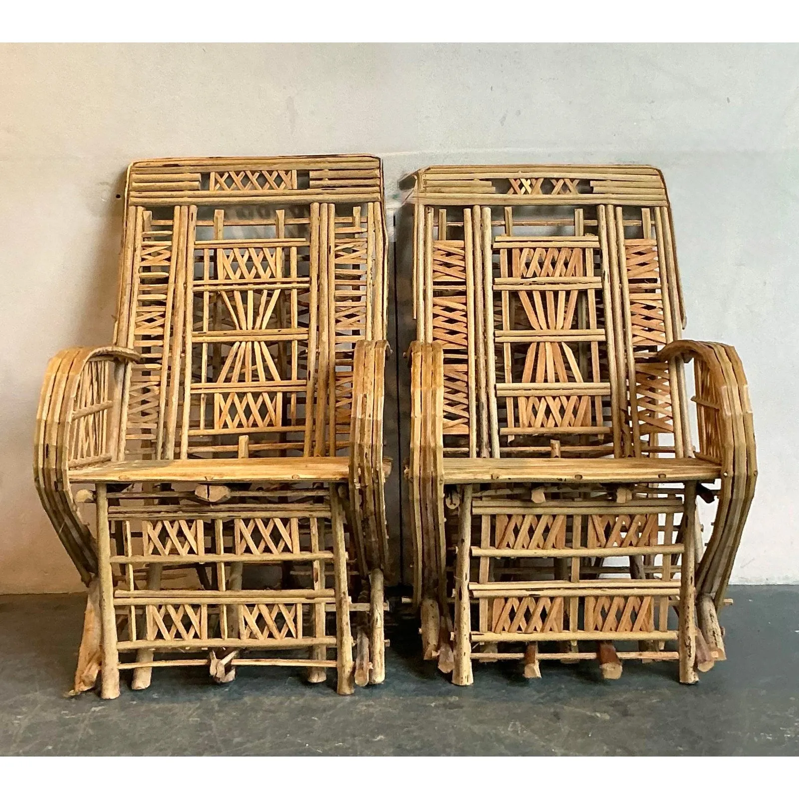 Vintage Boho Trellis Rattan Lounge Chairs - Set of 2 — additional photo 6