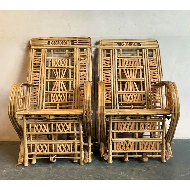 Vintage Boho Trellis Rattan Lounge Chairs - Set of 2 — additional photo 6
