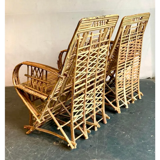 Vintage Boho Trellis Rattan Lounge Chairs - Set of 2 — additional photo 8