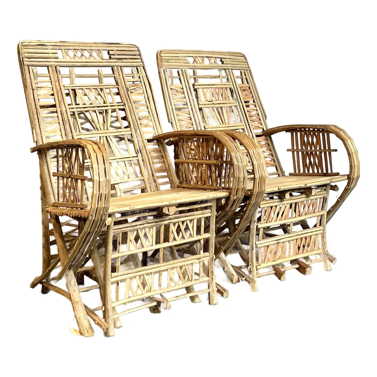 Vintage Boho Trellis Rattan Lounge Chairs - Set of 2 — additional photo 1