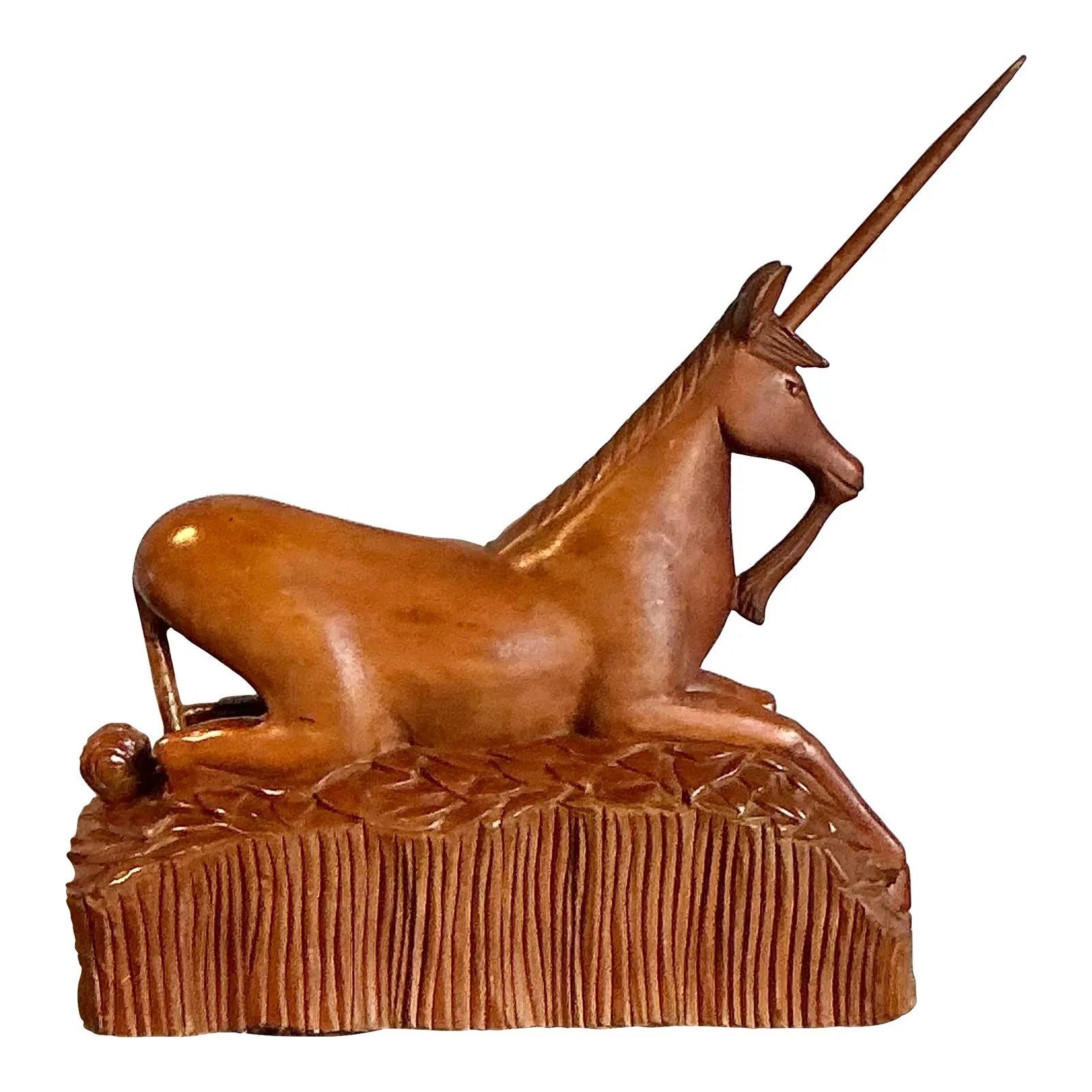 Vintage Boho Hand Carved Wooden Unicorn — additional photo 1