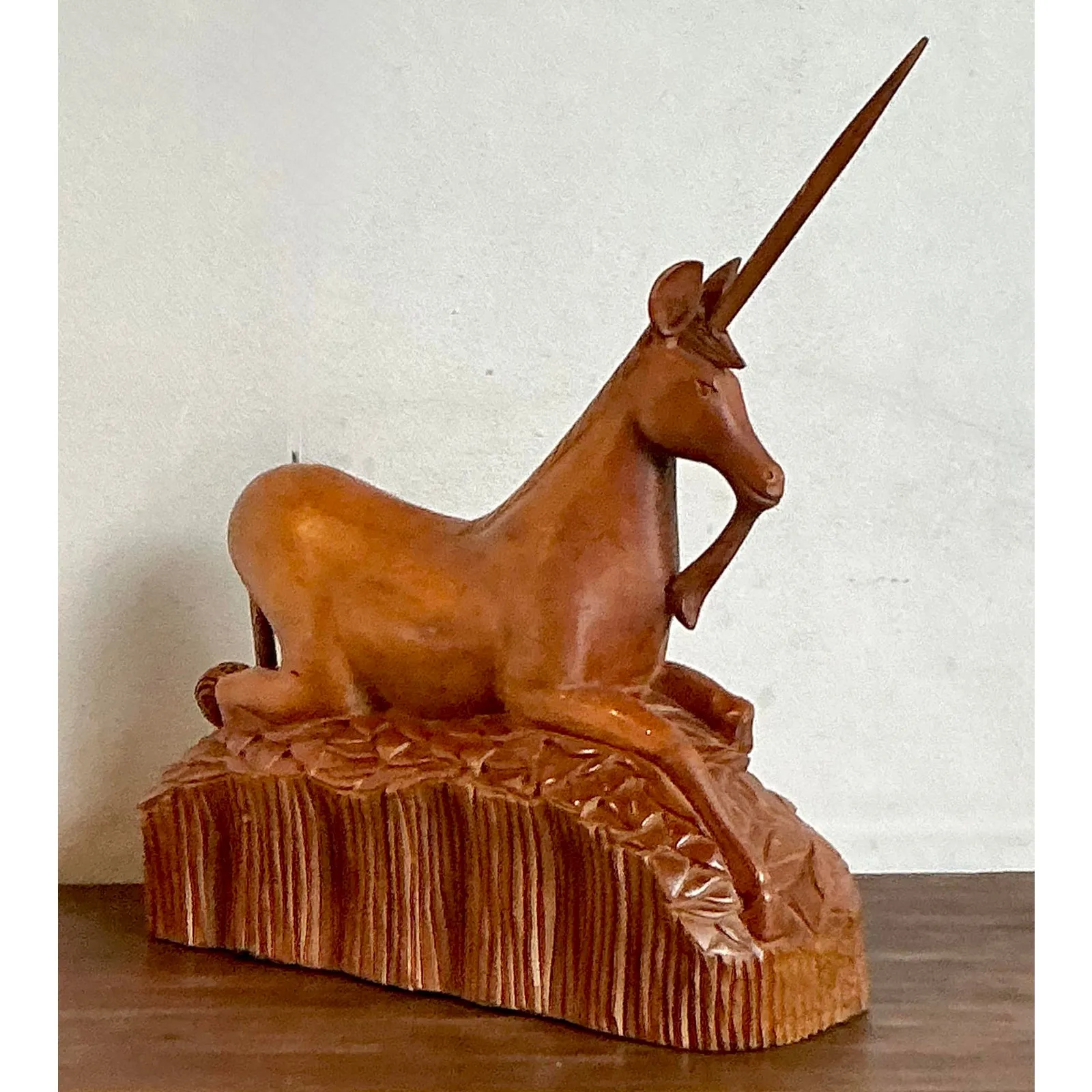 Vintage Boho Hand Carved Wooden Unicorn — additional photo 8