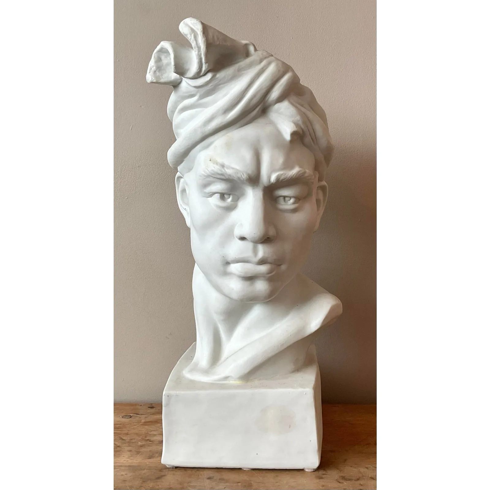 Vintage Glazed Ceramic Bust of Man — additional photo 6