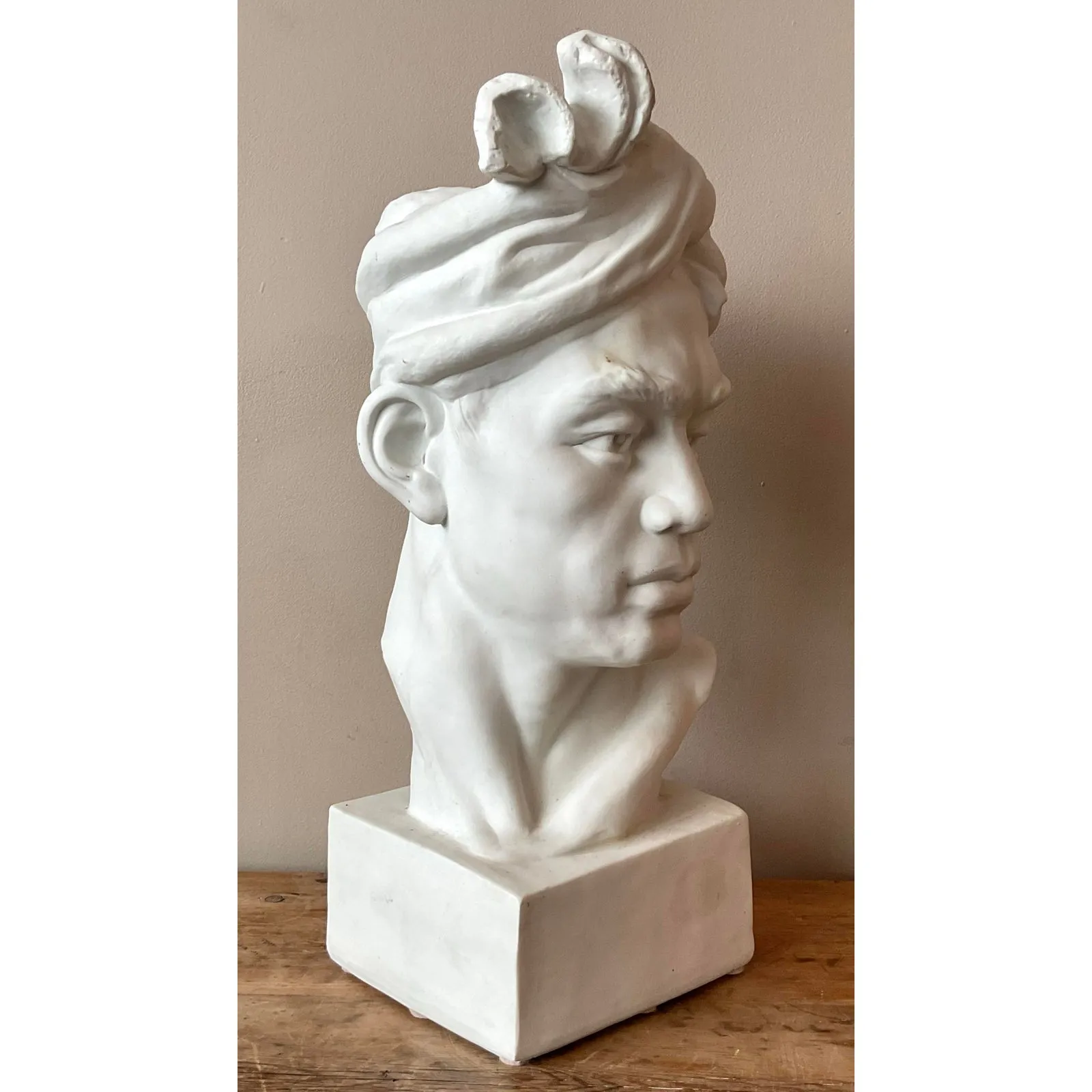 Vintage Glazed Ceramic Bust of Man — additional photo 7