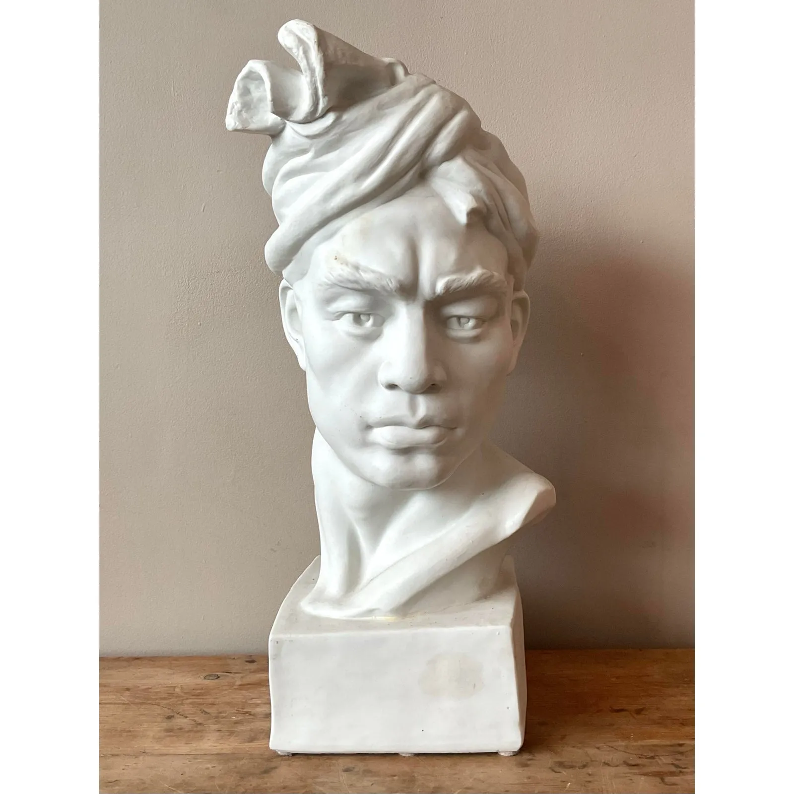 Vintage Glazed Ceramic Bust of Man — additional photo 2