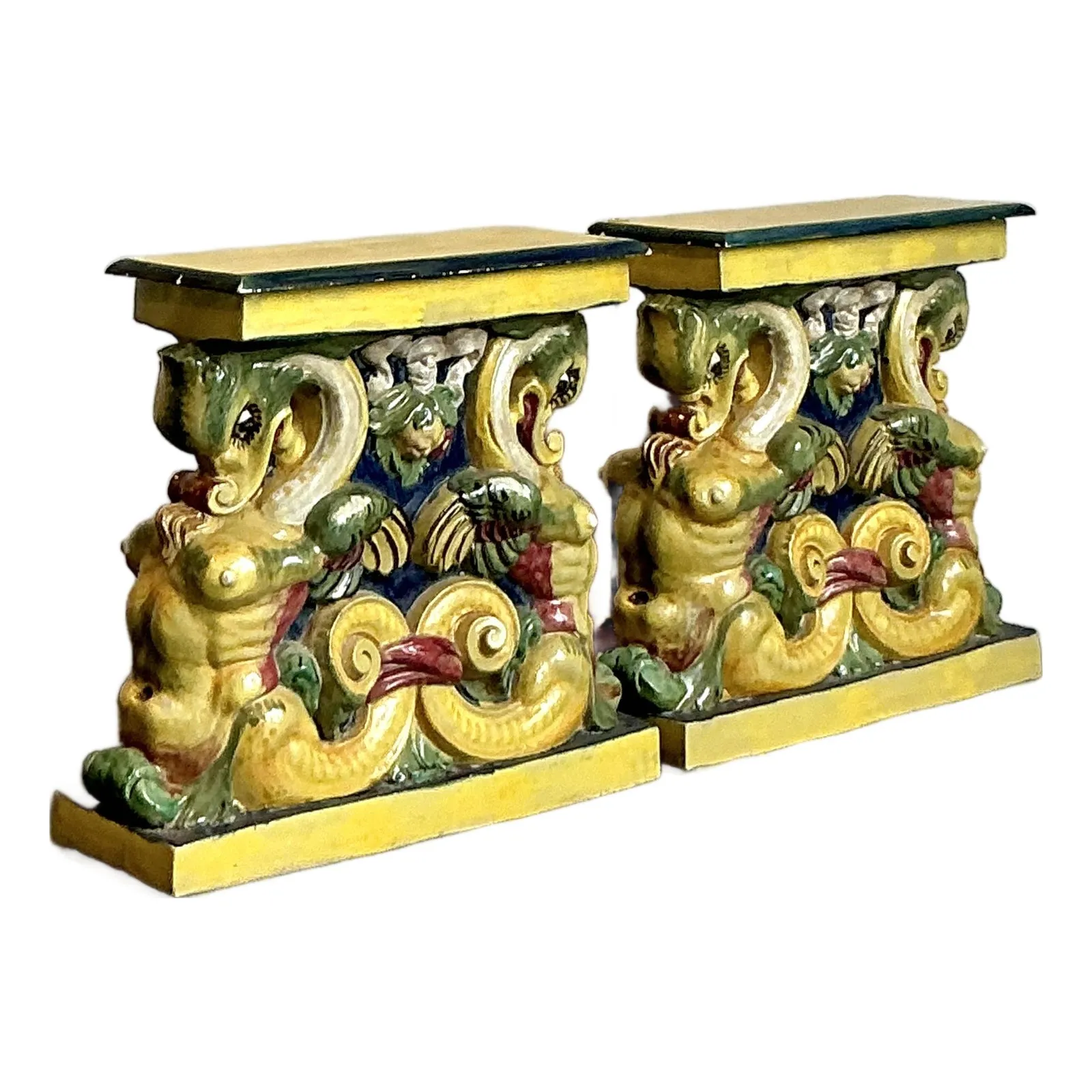 Vintage Coastal Glazed Terracotta Side Tables - A Pair — additional photo 1