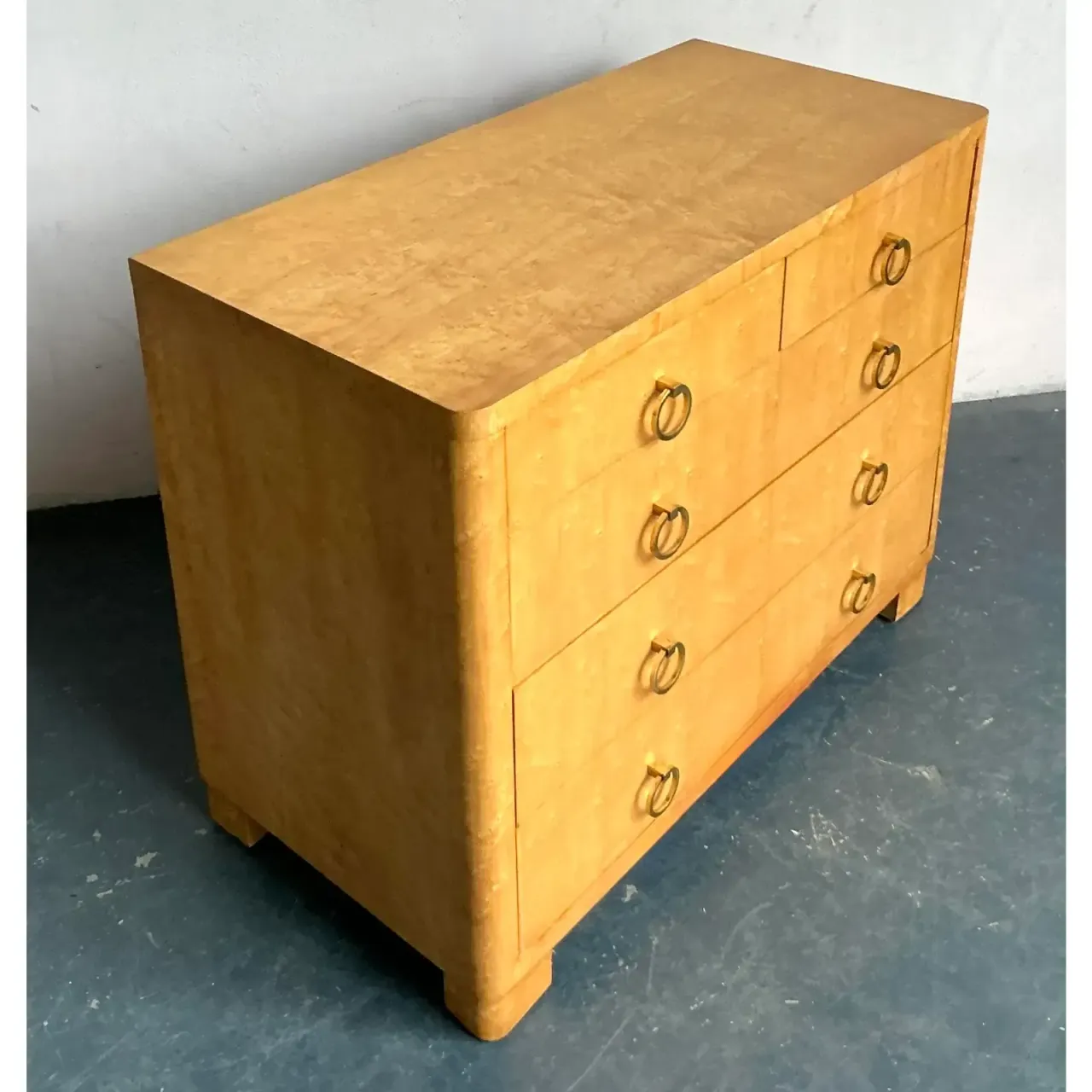 Vintage Boho Burl Wood Chest of Drawers