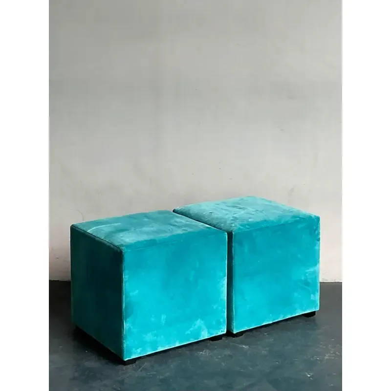 Vintage Boho Oomph Velvet Pouffe - A Pair — additional photo 3