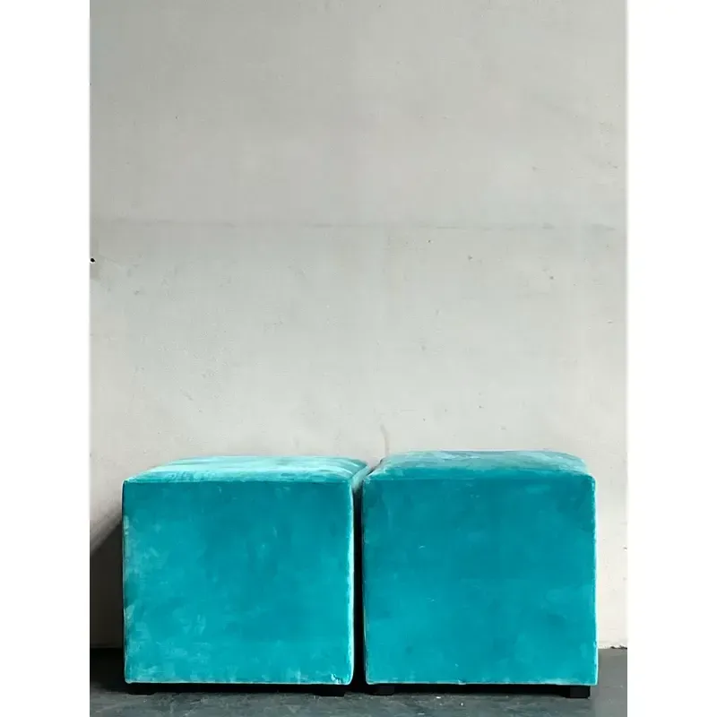 Vintage Boho Oomph Velvet Pouffe - A Pair — additional photo 4