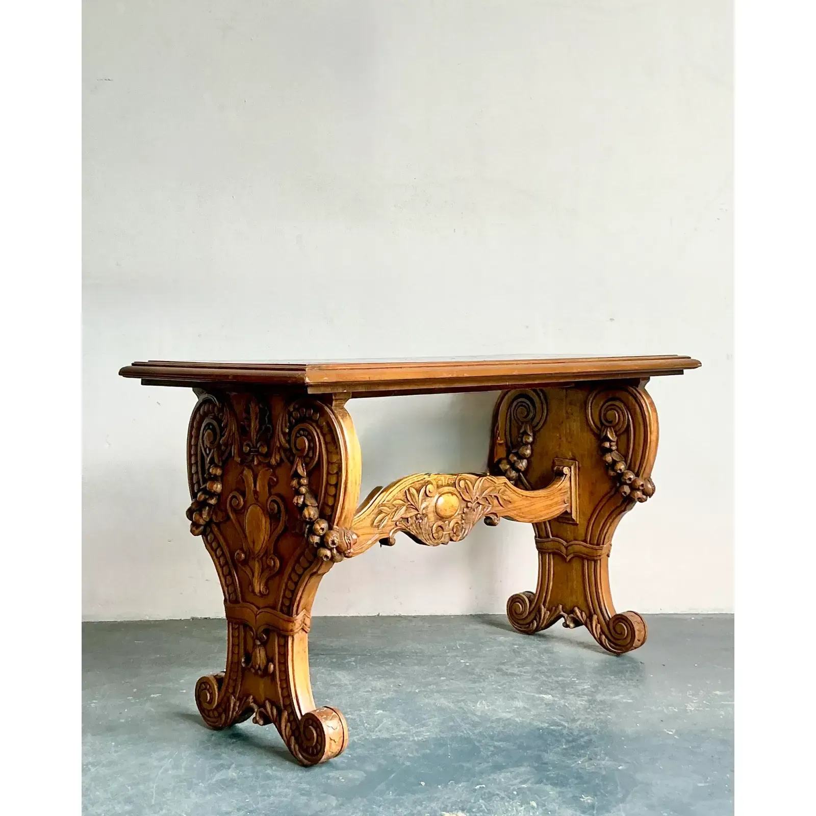 Vintage Boho Carved Burl Wood Console Table — additional photo 2