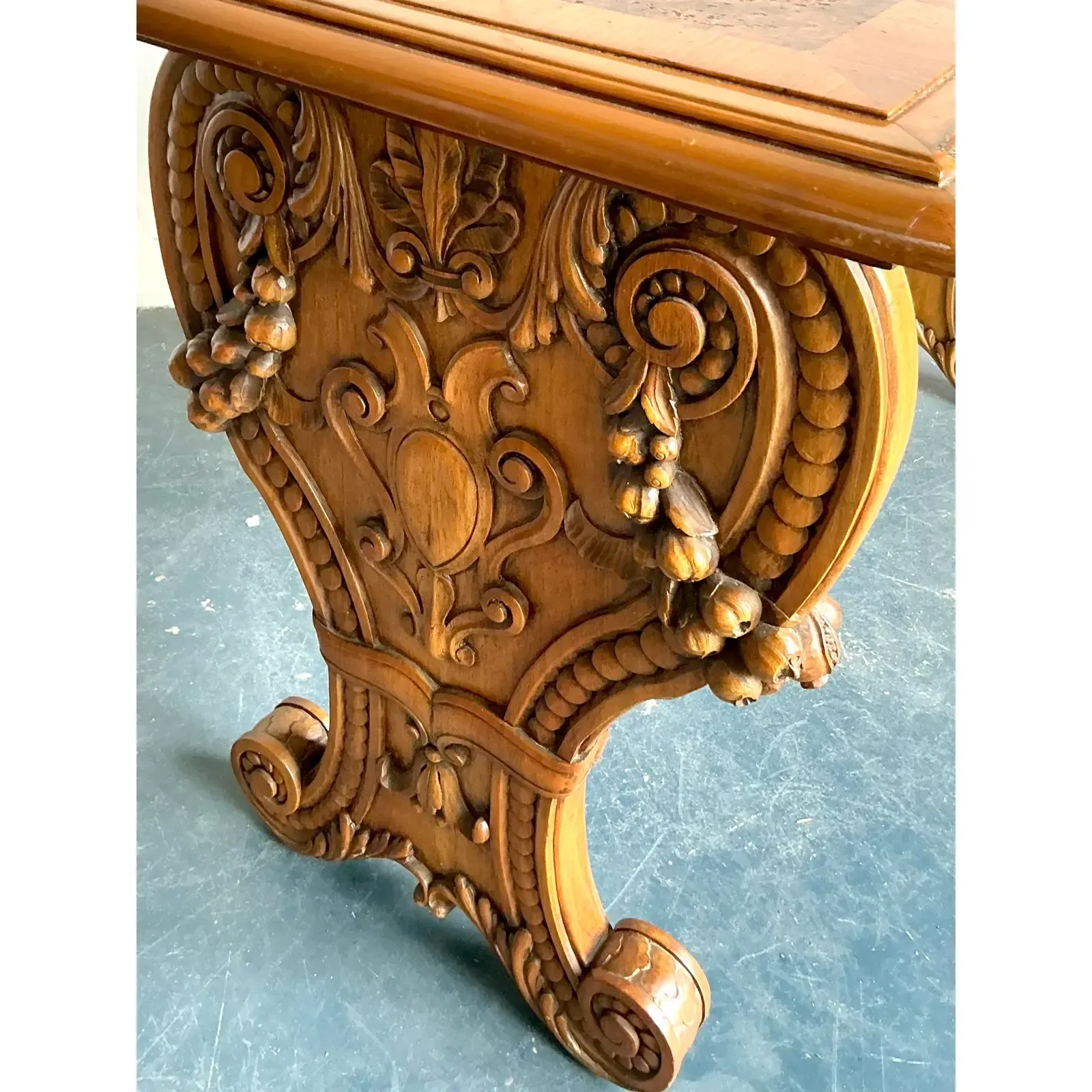 Vintage Boho Carved Burl Wood Console Table — additional photo 3