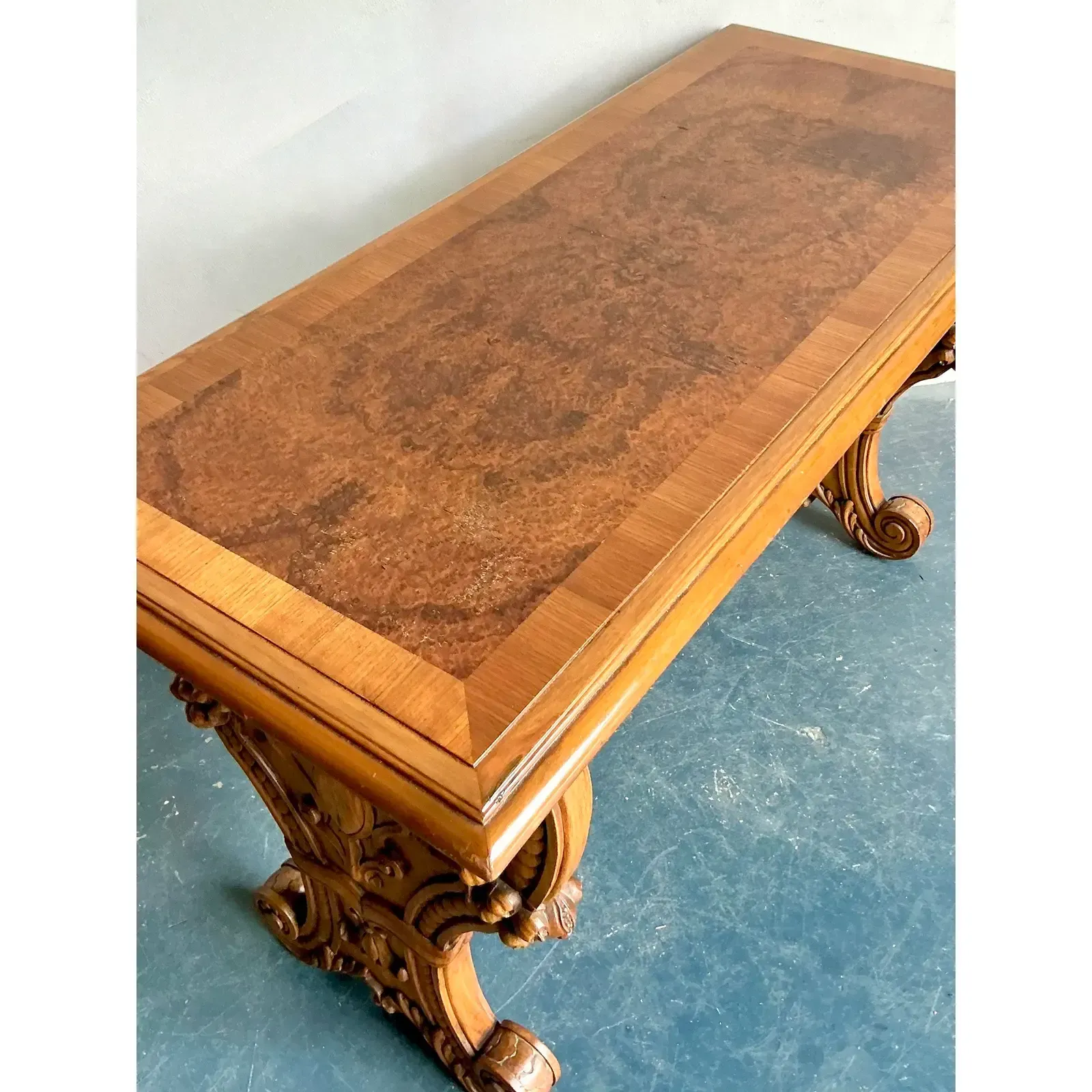 Vintage Boho Carved Burl Wood Console Table — additional photo 5