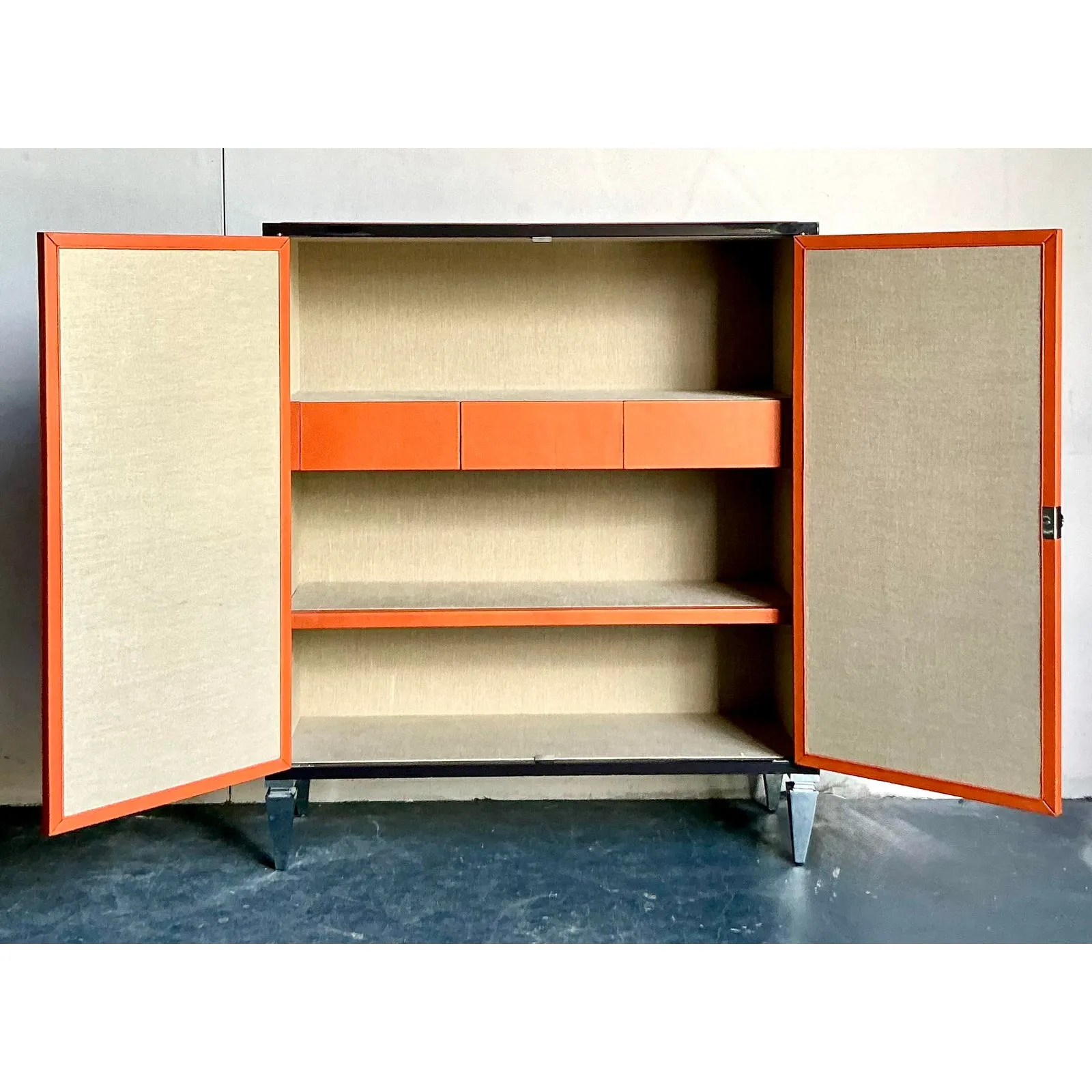 Vintage Boho Elitis Harlequin Leather Cabinet — additional photo 5