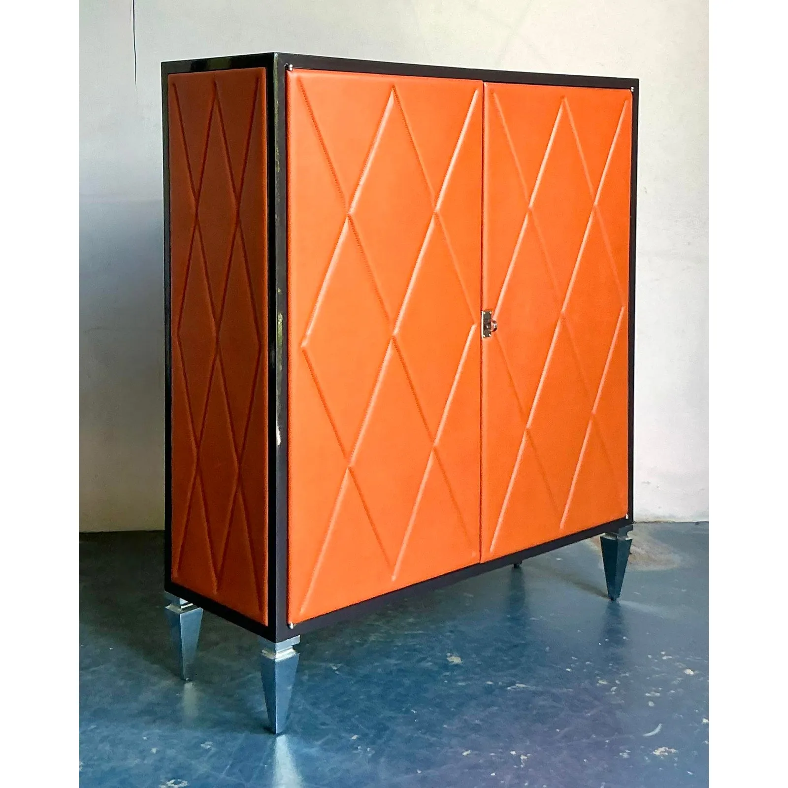 Vintage Boho Elitis Harlequin Leather Cabinet — additional photo 6