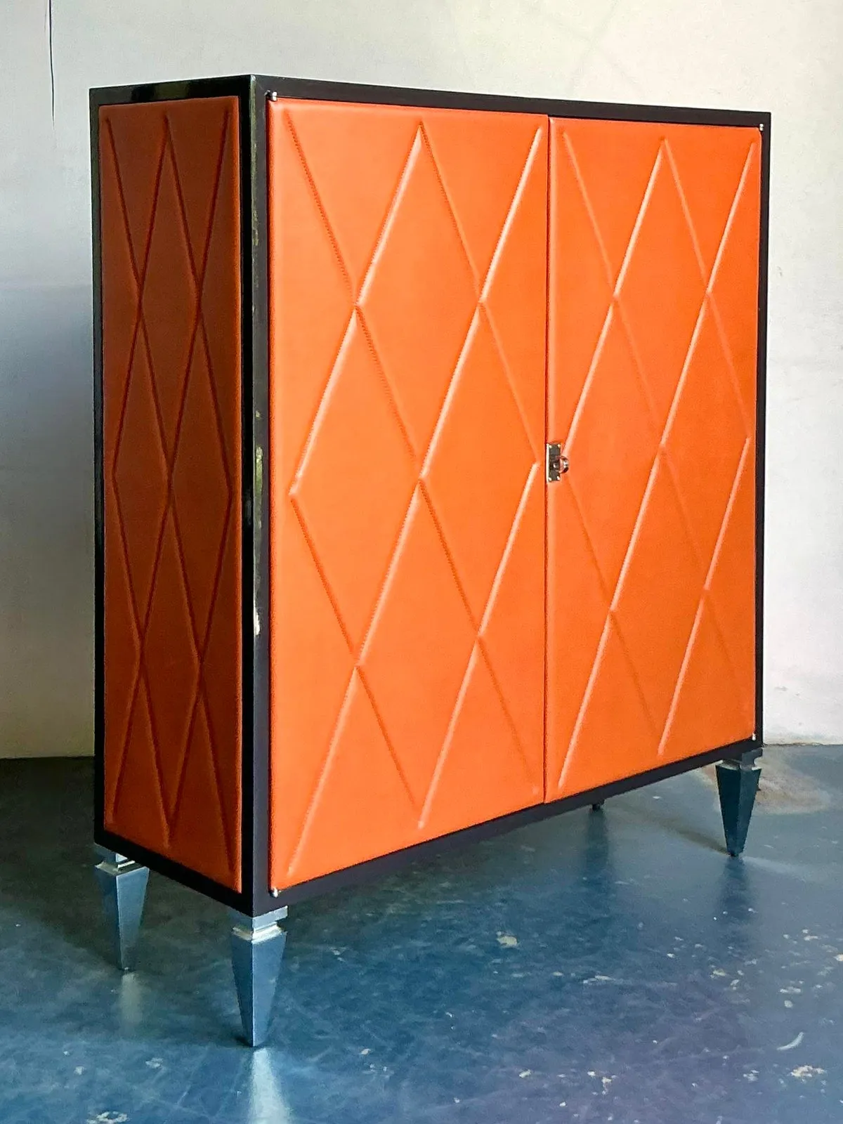 Vintage Boho Elitis Harlequin Leather Cabinet — additional photo 5