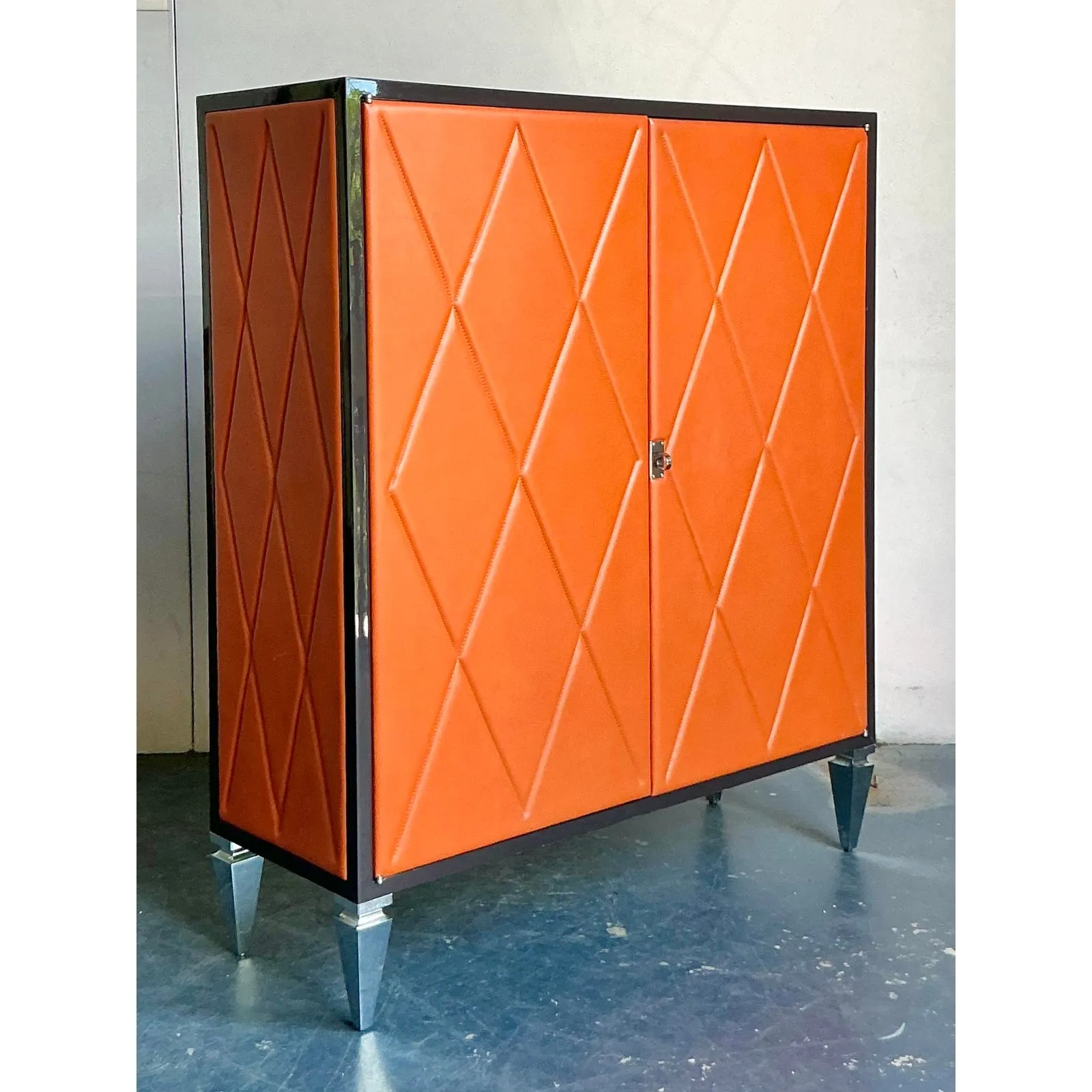 Vintage Boho Elitis Harlequin Leather Cabinet — additional photo 7
